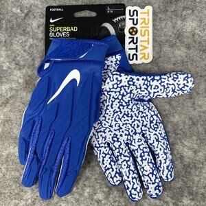 Nike Superbad 5.0 Padded Football Gloves Adult Size Large Royal Blue White NFL